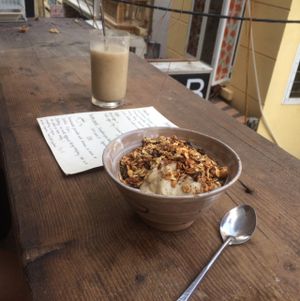 amazing banana ice cream with homemade granola!! at La Studio in Hanoi