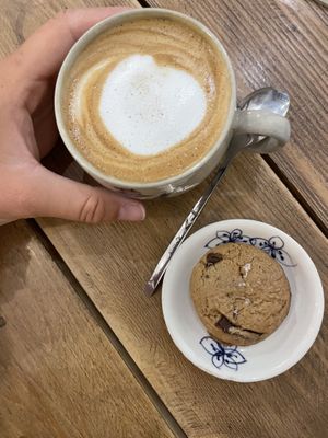 Vegan cookie and cappuccino   at La Studio in Hanoi