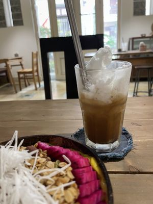 Coconut coffee   at La Studio in Hanoi
