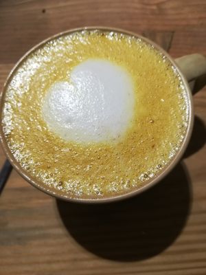 Amazing turmeric latte at La Studio in Hanoi