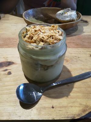 Banana nice-cream and granola layered parfait  at La Studio in Hanoi