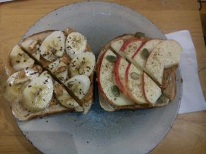 Fruit Bread with peanutbutter and nuts at La Studio in Hanoi