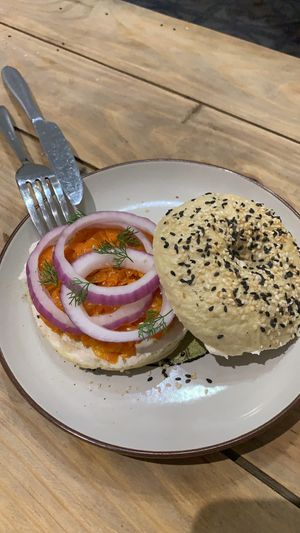 This “lox” bagel blew my mind! It was so delicious! at La Studio in Hanoi