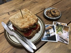 Tempeh sandwich and cookies at La Studio in Hanoi