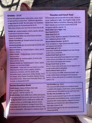 (Back) Breakfast menus located outside. at Bashful Banana in Ocean City