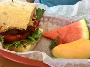 hummus veggie burger at Bashful Banana in Ocean City