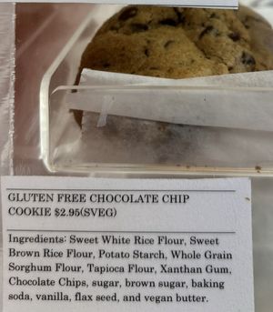 Chocolate chip cookie, Tender and gooey. Two thumbs up! Even my non GF husband enjoyed it.  at Bashful Banana in Ocean City