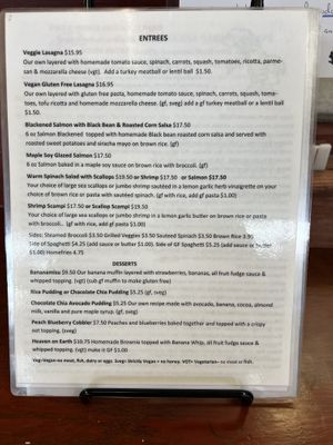 entrees page 2  at Bashful Banana in Ocean City