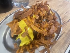 Vegan hot dog  at Tahina in Northcote