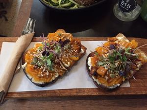 pumpkin toast with cashew cheese at Store Fifteen in Mornington