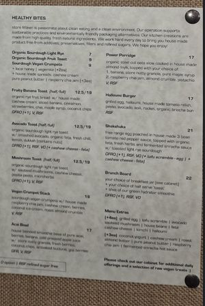 Food Menu  at Store Fifteen in Mornington