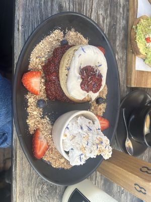 Vegan crumpets and avo toast with vegan feta ❤️  at Store Fifteen in Mornington