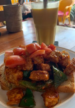 Tempe on toast!  at Simple Things in Kampot