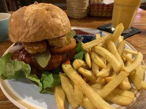 Vegan burger with extra tempeh 😍🌱  at Simple Things in Kampot