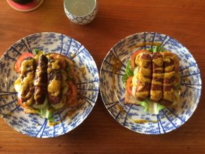 tempeh open sandwich  at Simple Things in Kampot