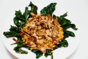 Lentils with Oyster Mushrooms at Simple Things in Kampot