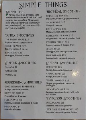 Drinks Menu 2/2 at Simple Things in Kampot