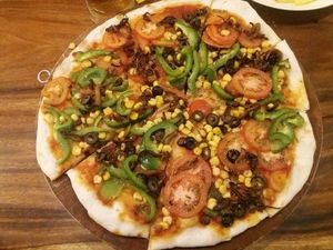 Vegan pizza at Simple Things in Kampot