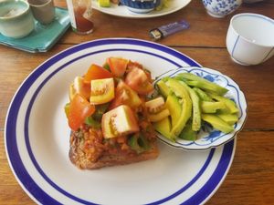 Scrambled tempeh sandwich at Simple Things in Kampot