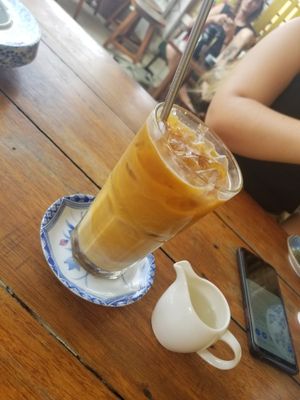 Coffee with cashew milk at Simple Things in Kampot