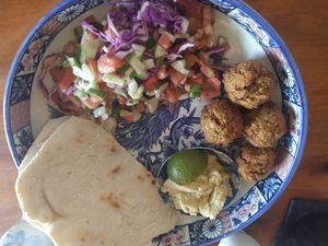 Falafel plate at Simple Things in Kampot