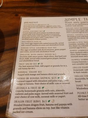 Menu 4 at Simple Things in Kampot