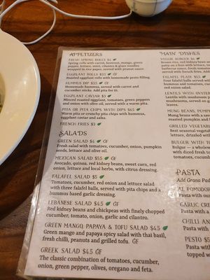 Menu 1 at Simple Things in Kampot