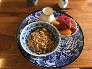 Fruit and granola at Simple Things in Kampot