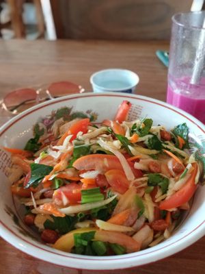 Green Mango, Papaya & Tofu Salad $4,5 at Simple Things in Kampot