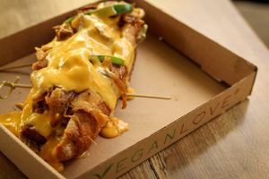 philly cheese steak sandwich at Vegan Love in Budapest