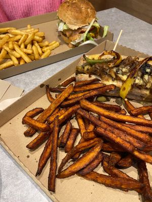 Beyond burger, Philly cheezesteak and fries at Vegan Love in Budapest