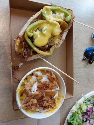 Philly cheese plus mac n cheese at Vegan Love in Budapest