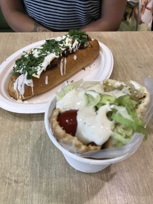 Chili dog and gyros pita    at Vegan Love in Budapest