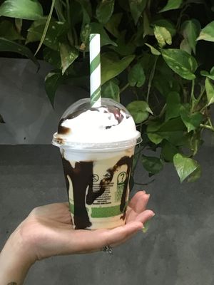 Banana peanut milkshake    at Vegan Love in Budapest