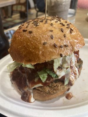 Bbq veg chick‘n burger  at Vegan Love in Budapest