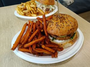 Black bean burger at Vegan Love in Budapest