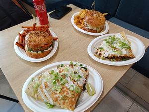 Burgers and Quesadilla at Vegan Love in Budapest