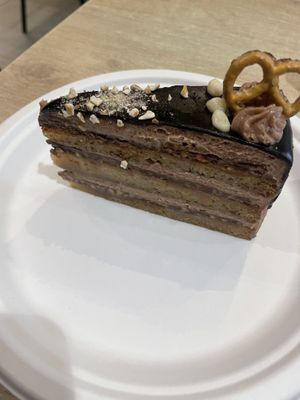 Nutella pretzel cake- delicious!!  at Vegan Love in Budapest