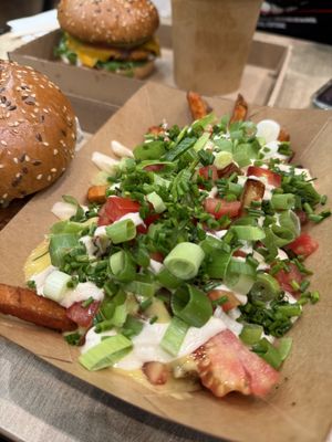 Loaded sweet potato friess  at Vegan Love in Budapest