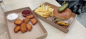 Burger and nuggets at Vegan Love in Budapest