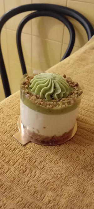 Pistachio cheesecake at Vegan Love in Budapest