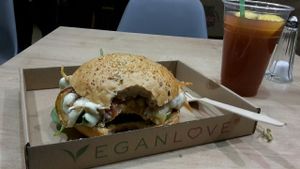 BBQ Tofu burger at Vegan Love in Budapest