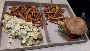 Hotdog and burger... So good. at Vegan Love in Budapest