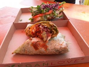 Burrito and avocado sandwich  at Vegan Love in Budapest