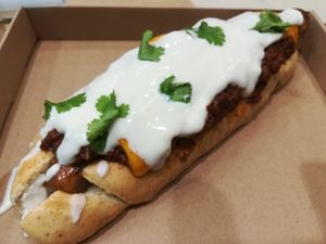 Chili dog at Vegan Love in Budapest