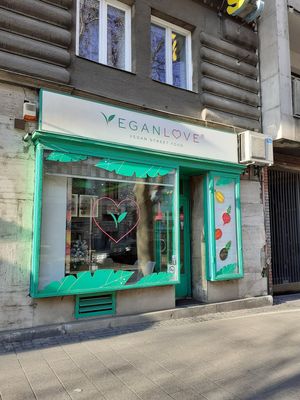 Entrance at Vegan Love in Budapest