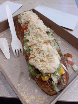 Mexican hot dog - delicious at Vegan Love in Budapest