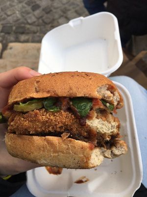 BBQ veg chick'n burger at Vegan Love in Budapest