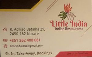 Visiting card and phone number with take away number at Little India in Nazare
