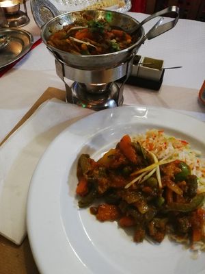 Vegan mixed veggies with bell peppers. at Little India in Nazare